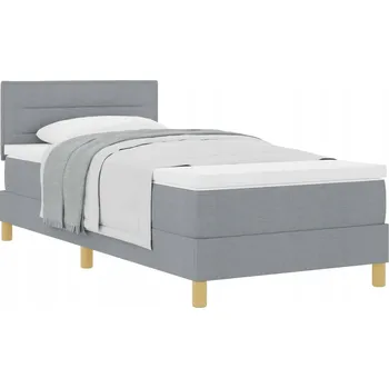 Postel Jednolůžková pružinová postel světle šedá 203 x 93 x 88 cm s nastavitelným čelem