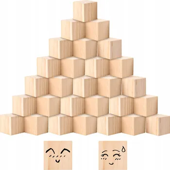 ostatní stavebnice CYEER Sada 30 Dřevěných Kostek 5x5x5 cm pro DIY a Vzdělávání