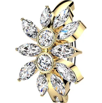 Piercing Šperky4U Zlacený piercing do pupíku s kytičkou - WP0112-GD