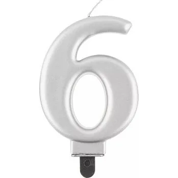 Dortová svíčka ALBI Svíčka dortová stříbrná číslo 6
