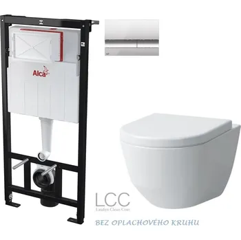 Klozet Předstěnový instalační systém s chromovým tlačítkem M1721 + WC LAUFEN PRO LCC RIMLESS + SEDÁTKO AM101/1120 M1721 LP2