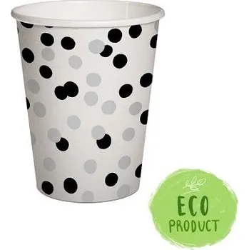 Jednorázové nádobí Papírový kelímek 0,25l Confetti Silver &amp; Black