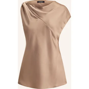 Lauren Ralph Lauren Dámský Halenkový Top Ze Saténu, béžová, 34