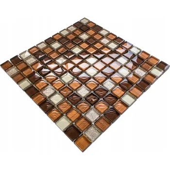 Obklad Skleněná mozaika Szklane Mozaiki 30x30 cm lesklá hnědá vícebarevná