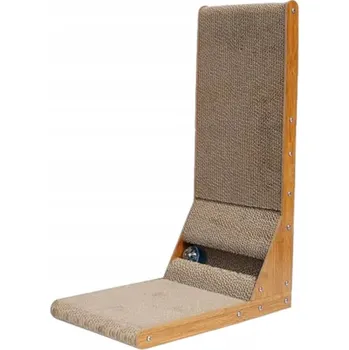 ŠKRABADLO PRO KOČKY ROHOVÉ VE TVARU L Z PŘÍRODNÍHO DŘEVA 68×42×28 CM