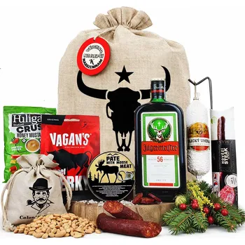 Dárkový potravinový koš Dárkové balení Jagermeister pro muže | Dárkový koš s Jagermeisterem pro chlapa