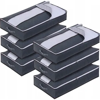 Úložný box TAVADA Sada 6 Úložných Boxů pod Postel z Látky na Oblečení Skládací