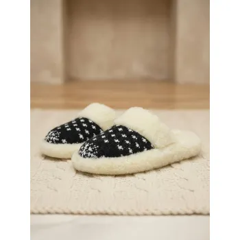 Dámské pantofle Úžasné papuče z ovčí vlny model 63 vločka černá, VELIKOST 39-40