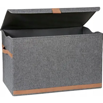 Úložný box LOVE IT STORE IT Velký Šedý Úložný Box s Víkem z Lnu, Zesílený Dřevem