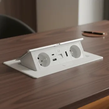 Elektrická zásuvka Interex Výklopná elektrická zásuvka 2x230V + USB nabíjení A-C + RJ45 + HDMI / Bílá