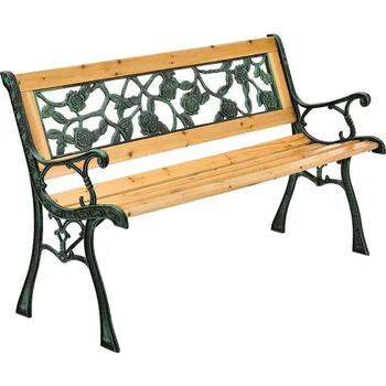 Zahradní lavice Zahradní lavice 122 cm, motiv růží, dřevo/litina