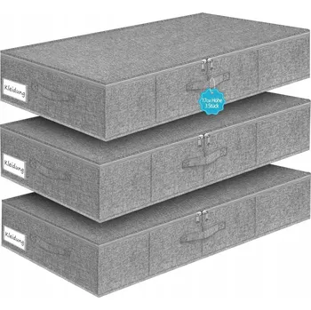 Úložný box JUPELI Úložné boxy pod postel 50L 3 kusy na Povlečení, oblečení, s okénkem