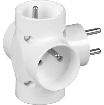 Elektrická zásuvka Elektrická zásuvka rozbočka Timex-Elektro 4 zásuvky s uzemněním bílá