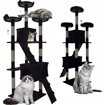 Škrabadlo pro kočky černý domeček pelíšek plošiny hračky sisal stabilní