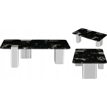 Konferenční stolek Moderní obdélníkový konferenční stolek s mramorovou deskou 130x70 cm Dusk Černý