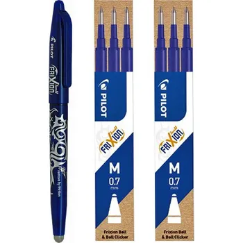Kuličkové pero s gumovací gumou Frixion modré PILOT + náplně 0,7 mm 6 ks