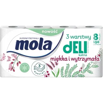 Toaletní papír Toaletní papír MOLA jemný bílý 3vrstvý 8 rolek