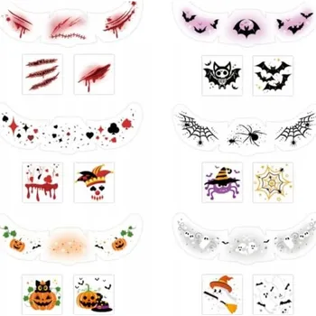 Tetování Halloween Tetování 30ks Omyvatelné Pihy Dýně Duch Pavouk