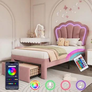 Postel Jednolůžková dřevěná postel Arhatreya 90x200 v odstínech růžové