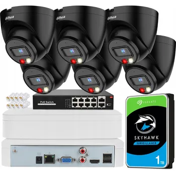 Bezpečnostní kamera Monitorovací sada Dahua 6 kamer 4Mpx IPC-HDW1439V-A-IL BLACK + NVR PoE