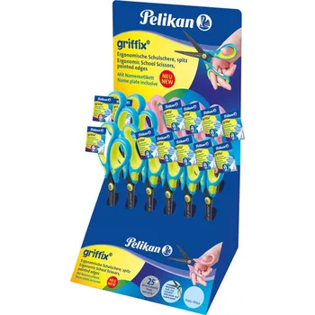 Nożyczki ergonomiczne Griffix szpiczaste Neon Blue 416799, Pelikan