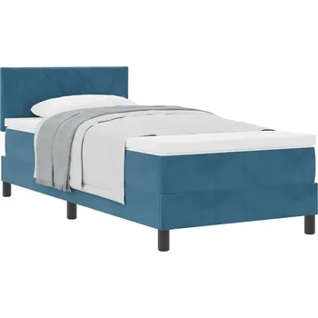 Postel Tmavě modrá postel s pružinovou matrací 203 x 90 x 88 cm