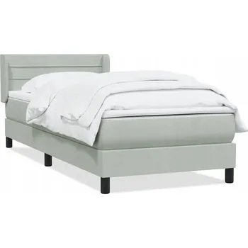 Postel Kontinentální postel s čelem, světle šedá, 213 x 93 x 78/88 cm