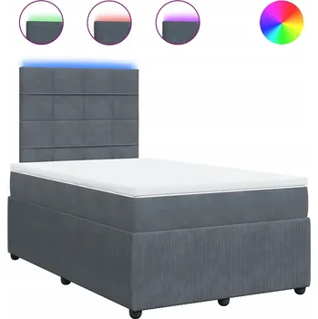 Postel Kontinentální postel s LED, tmavě šedá, 200 x 120 x 140,5/150,5 cm