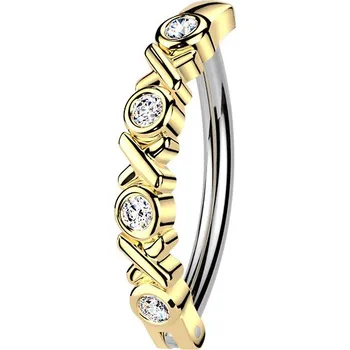 Piercing Šperky4U Zlacený piercing do pupíku se štítem - WP0105-GD