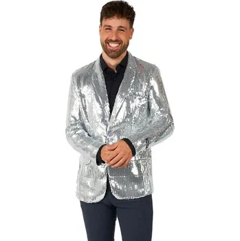 Karnevalový kostým Opposuits - Stříbrné sako s výšivkou pailette - Suitmeister - M