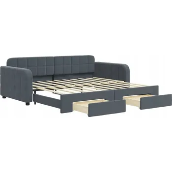 Pohovka Rozkládací lehátko-pohovka tmavě šedá 213 x 100 x 71 cm se zásuvkami