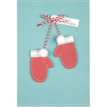 Rukavice ALBI Červené rukavičky s bambulkami