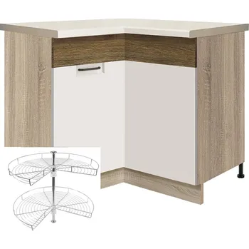 Kuchyňská skříňka FAVORIT r | dolní skříňka FR-16D s otočnou policí | 90x90 cm | ribbeck/bílá lesk | VÝBĚR KORPUSU