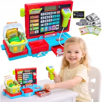 Hra na obchod POKLADNA S KALKULAČKOU, ZVUKY A PRODUKTY – HRA NA OBCHOD