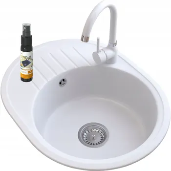 Granitový dřez Jednokomorový granitový dřez Granitan LUXOR, bílý