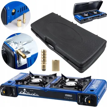 Turistický vařič Turistický plynový vařič Promis dvouplotýnkový s reduktorem a kufříkem