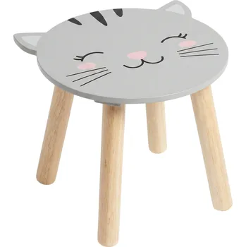 Home Styling Collection Dřevěná dětská stolička SAFARI s motivem kočky, 28 cm