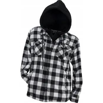 Pánská košile ZATEPLENÁ KOŠILE S S KAPUCÍ URGENT 850 ČERNO-ŠEDÁ XXL