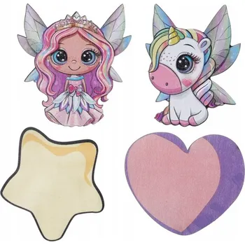 Konfeta Konfety Víla a jednorožec dřevěné 10ks 5x6x5cm