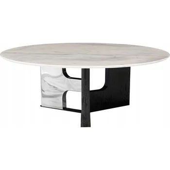 Konferenční stolek Moderní kulatý konferenční stolek z mramoru 90cm Geneva Bílý