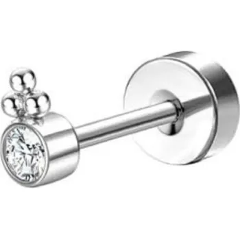 Piercing Stříbrná piercing náušnice 0,8 mm x 6 mm x 10 mm chirurgická nerezová ocel pro citlivé uši motiv diamant s kuličkami