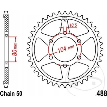 Řetězová sada pro motocykl Zadní rozeta JT R488-47 47 zubů, rozměr 530