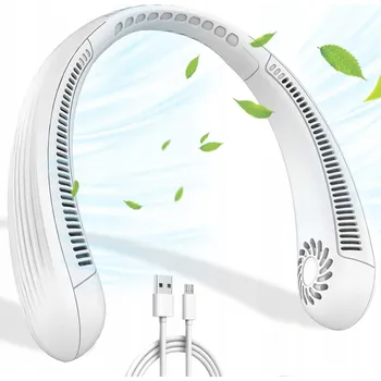 Domácí ventilátor PŘENOSNÝ VENTILÁTOR NA KRK NABÍJENÝ PŘES USB