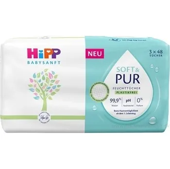 Dětský vlhčený ubrousek HiPP BabySANFT SOFT & PUR Čistící vlhčené ubrousky 3x48 ks
