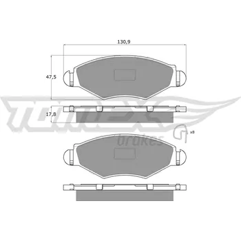 Brzdová destička Sada brzdových destiček, kotoučová brzda TOMEX TX 13-43