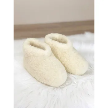 Dámské pantofle Kotníkové nízké papuče z ovčí vlny teploučké model 105, VELIKOST 45/46