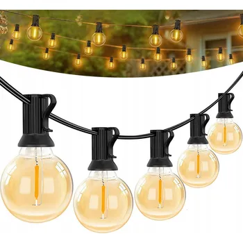 Venkovní osvětlení ZAHRADNÍ SVĚTELNÝ ŘETĚZ VENKOVNÍ 18M ŽÁROVKY 30 LED ZAHRADNÍ SVĚTÝLKA
