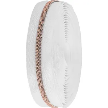 Zip Zip spirálový No 5 s metalickými zoubky metráž, střední, 5 bílá růžovozlatá