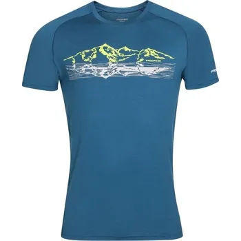 Pánské tričko Pánské merino triko s krátkým rukávem PROGRESS TASMAN XL Tmavě modrá, Bílá, Světle zelená