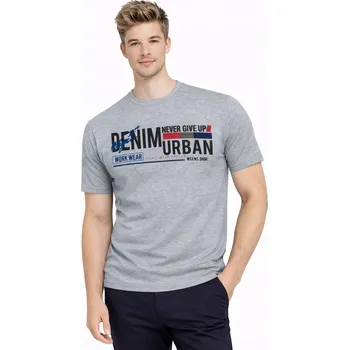 Pánské tričko TRIČKO TRIČKO PÁNSKÉ - 3024 SZARY bavlněná halenka s potiskem dárek